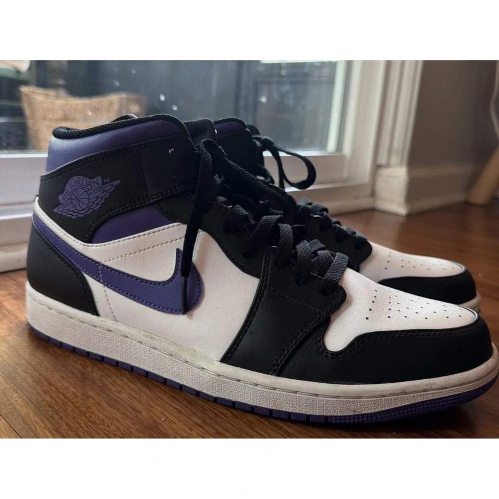 Air Jordan 1 MID Mens 11 Court Purple White Black
